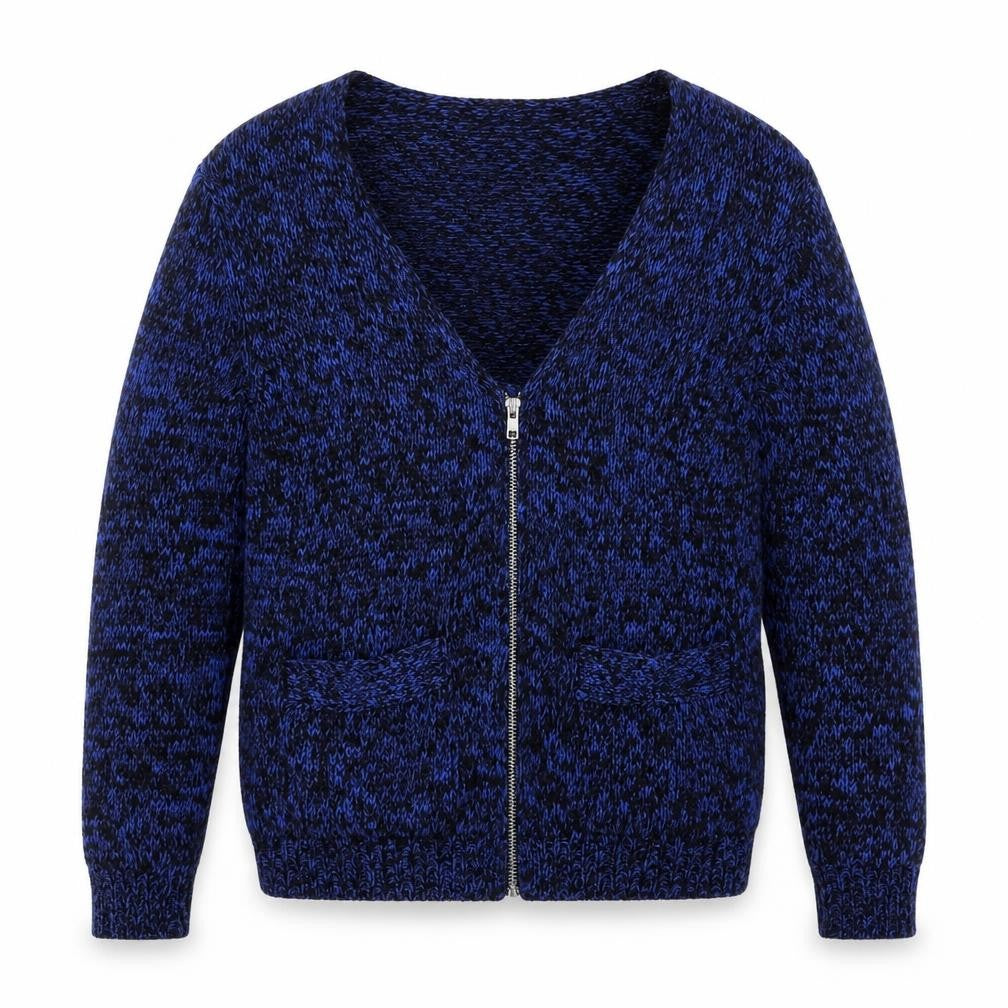Divided by H&M Womens Blue V-Neck Cotton Full Zip Jumper Size 8