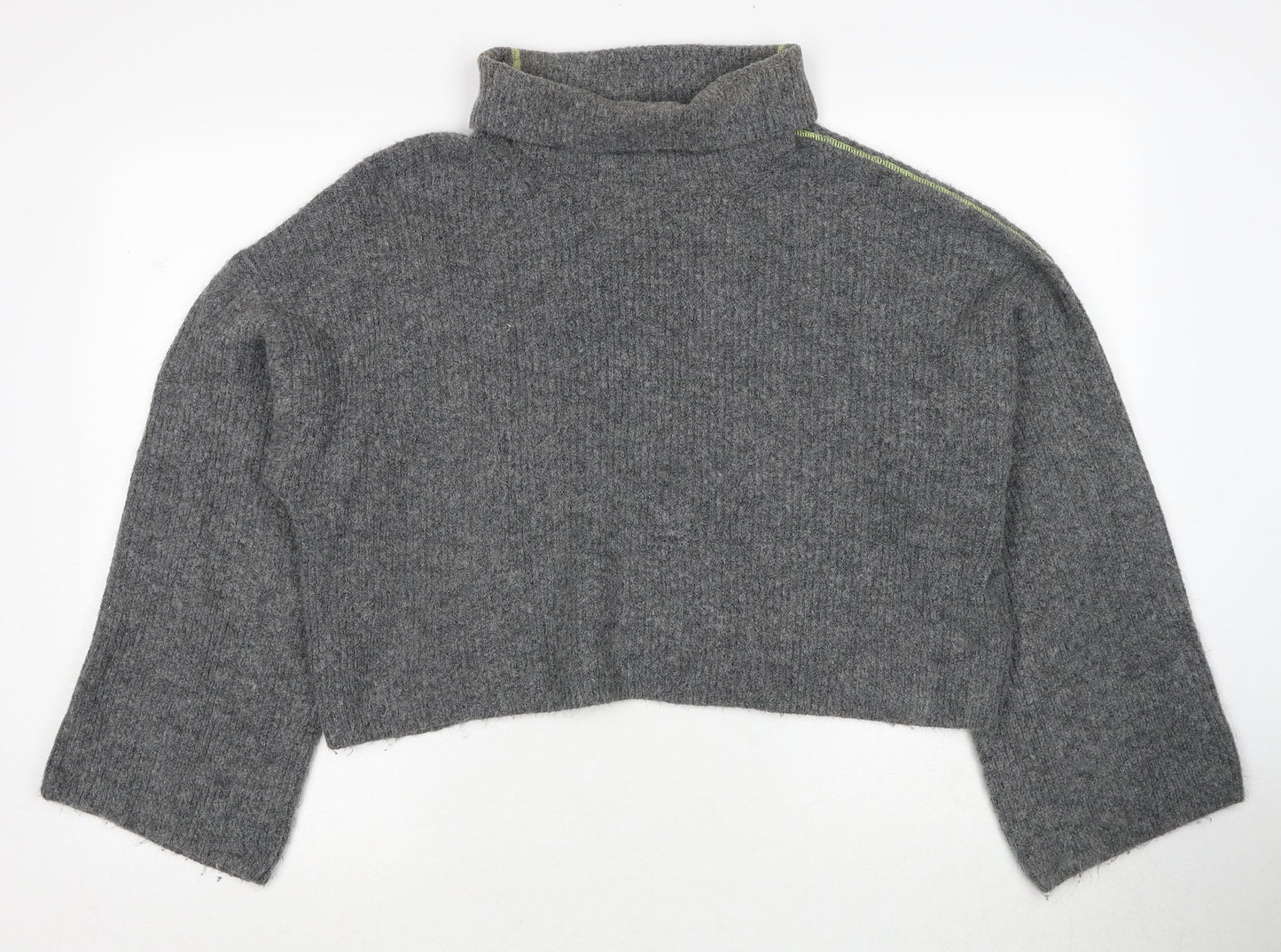 Topshop Womens Grey Roll Neck Acrylic Pullover Jumper Size 10