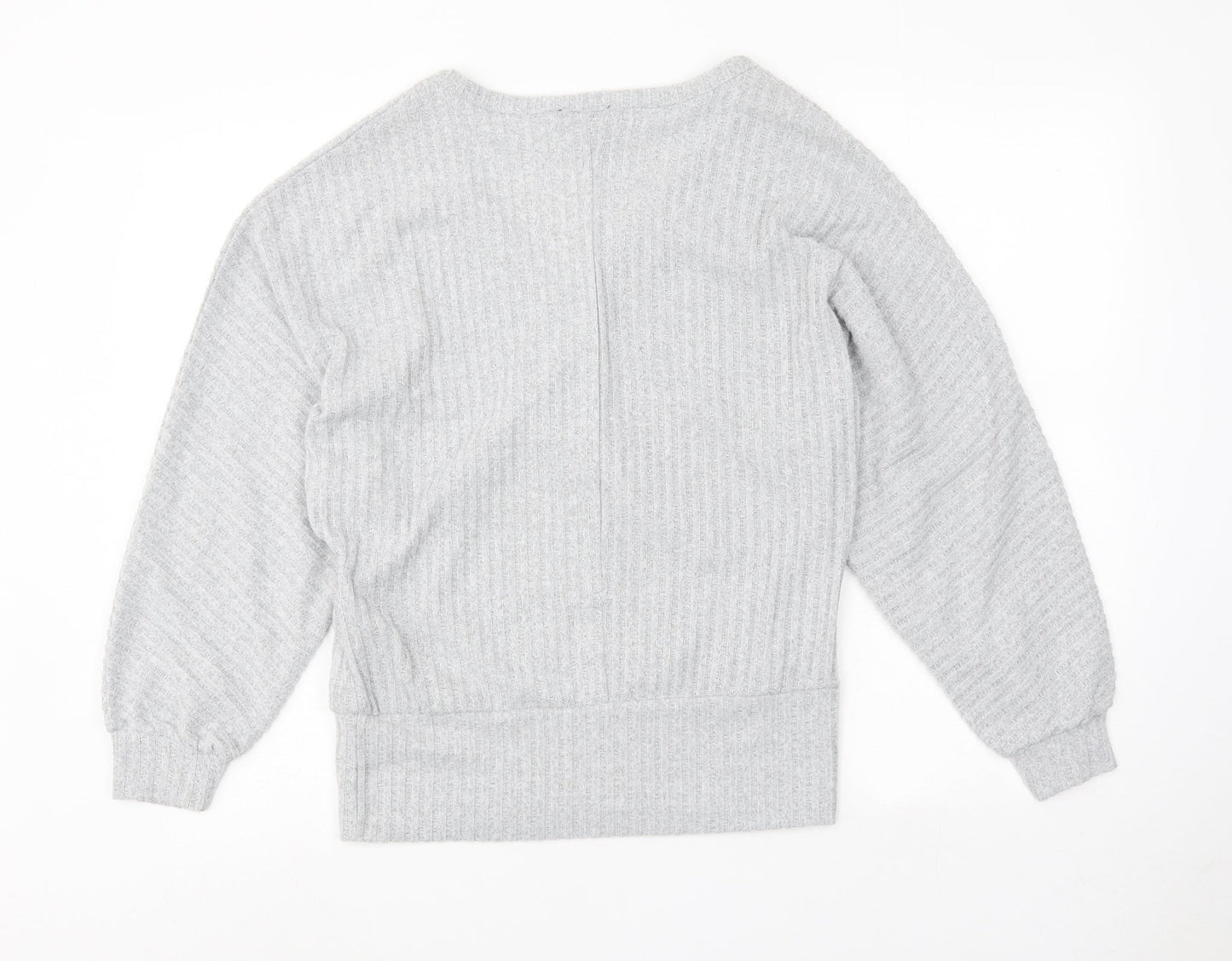 New Look Womens Grey V-Neck Polyester Pullover Jumper Size S