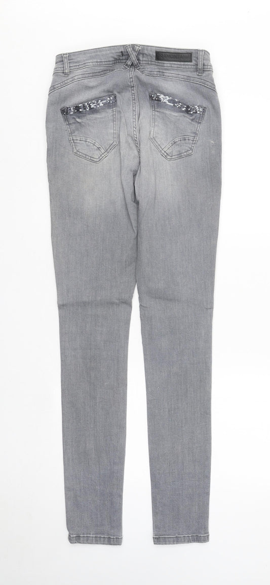Tramontana Womens Grey Cotton Skinny Jeans Size 6 L32 in Regular Button