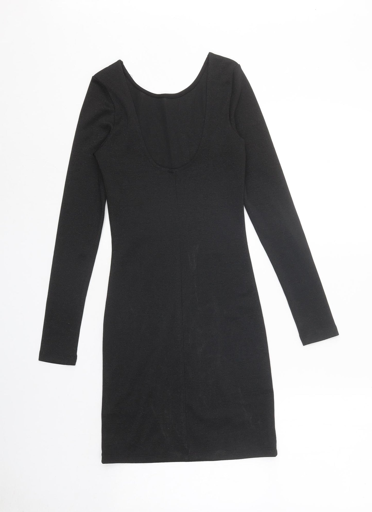 H&M Womens Black Polyester Bodycon Size 6 Scoop Neck Pullover