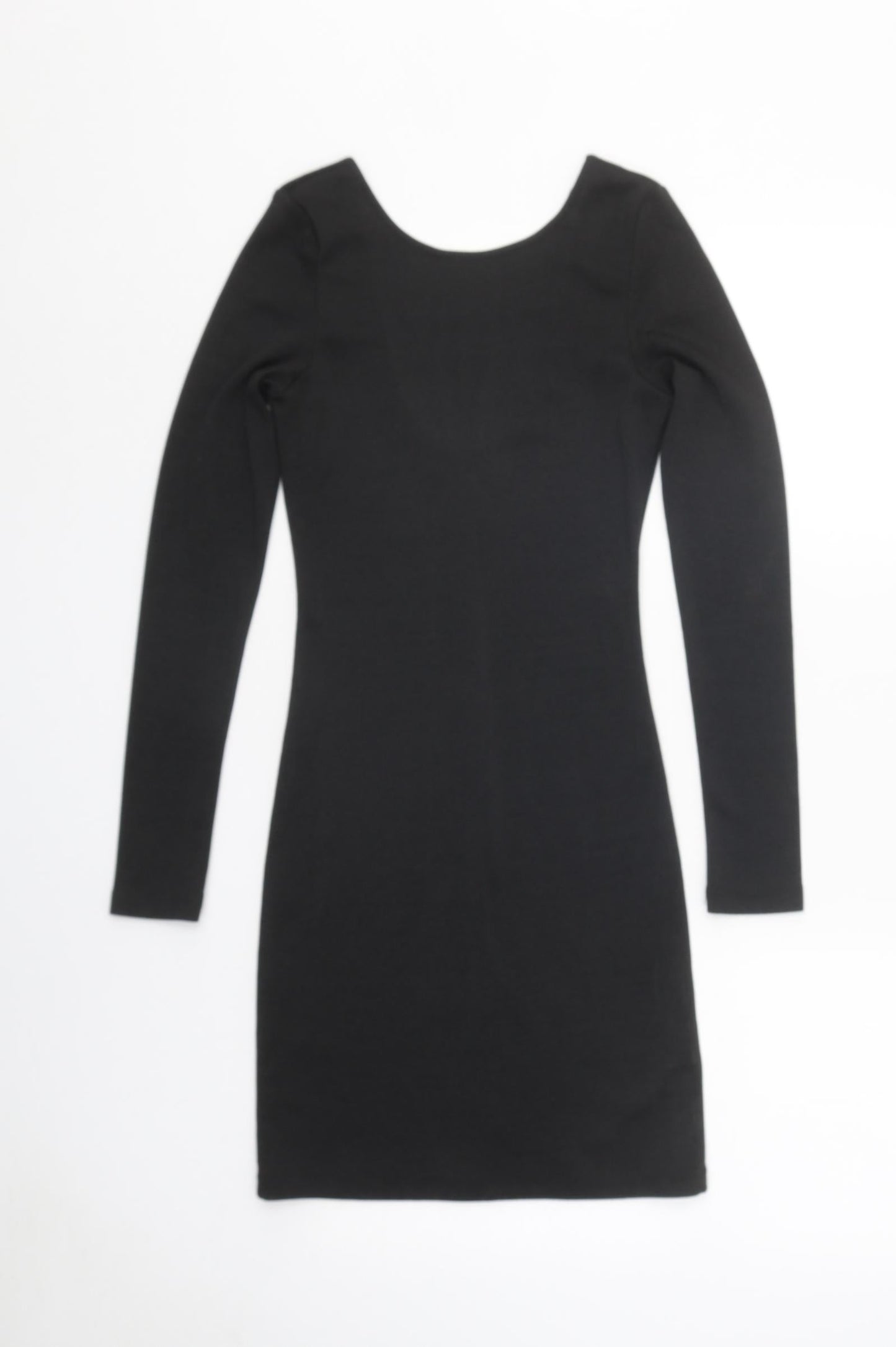 H&M Womens Black Polyester Bodycon Size 6 Scoop Neck Pullover