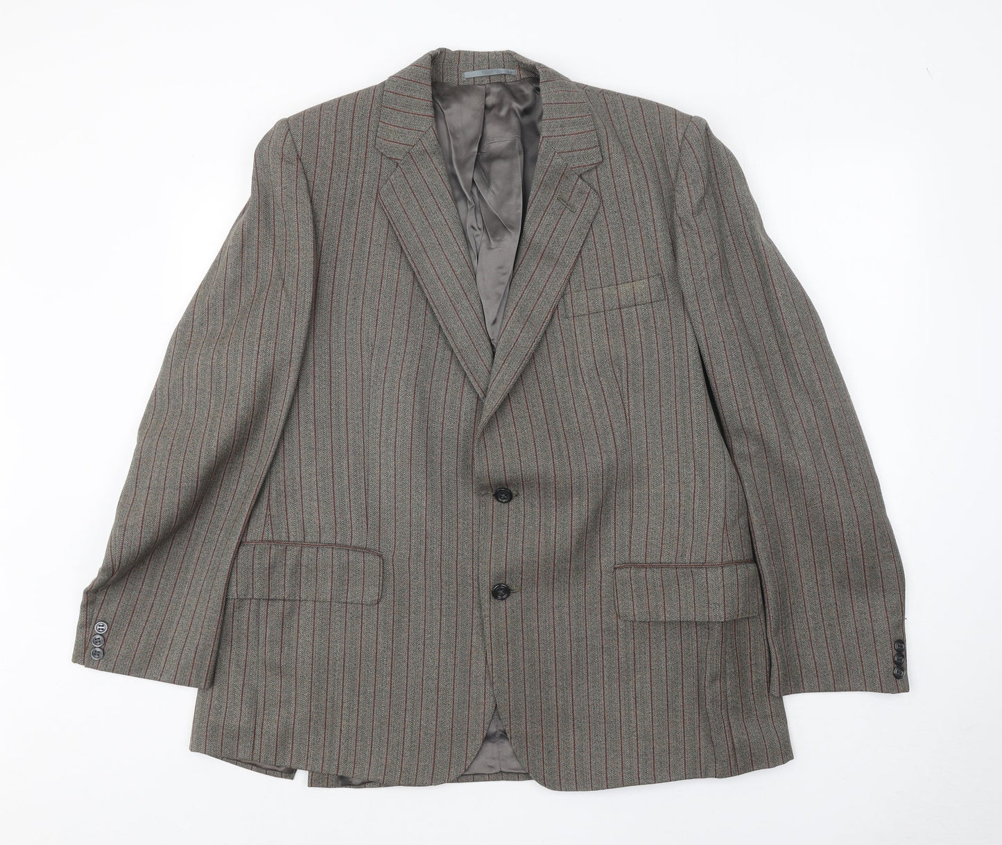 Keith Mallison Mens Grey Striped Wool Jacket Suit Jacket Size 40 Regular