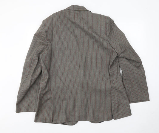 Keith Mallison Mens Grey Striped Wool Jacket Suit Jacket Size 40 Regular