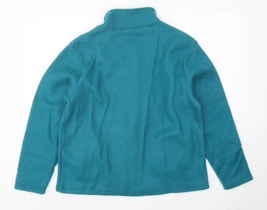 Anne De Lancay Womens Blue Jacket Size M Zip - Flower Detail