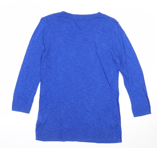 Gap Womens Blue Round Neck Cotton Pullover Jumper Size XS