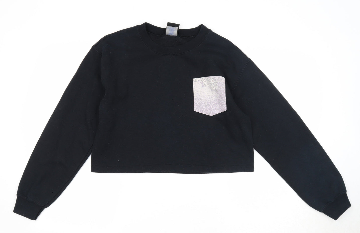 Blitz R Womens Black Cotton Pullover Sweatshirt Size S Pullover