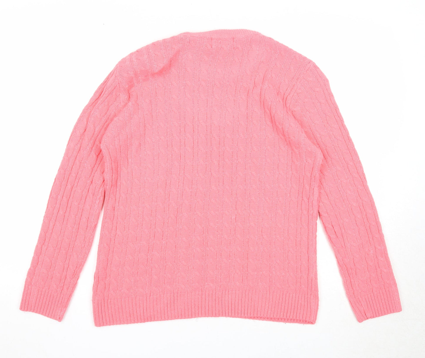 CHIC Womens Pink Round Neck Acrylic Pullover Jumper Size S