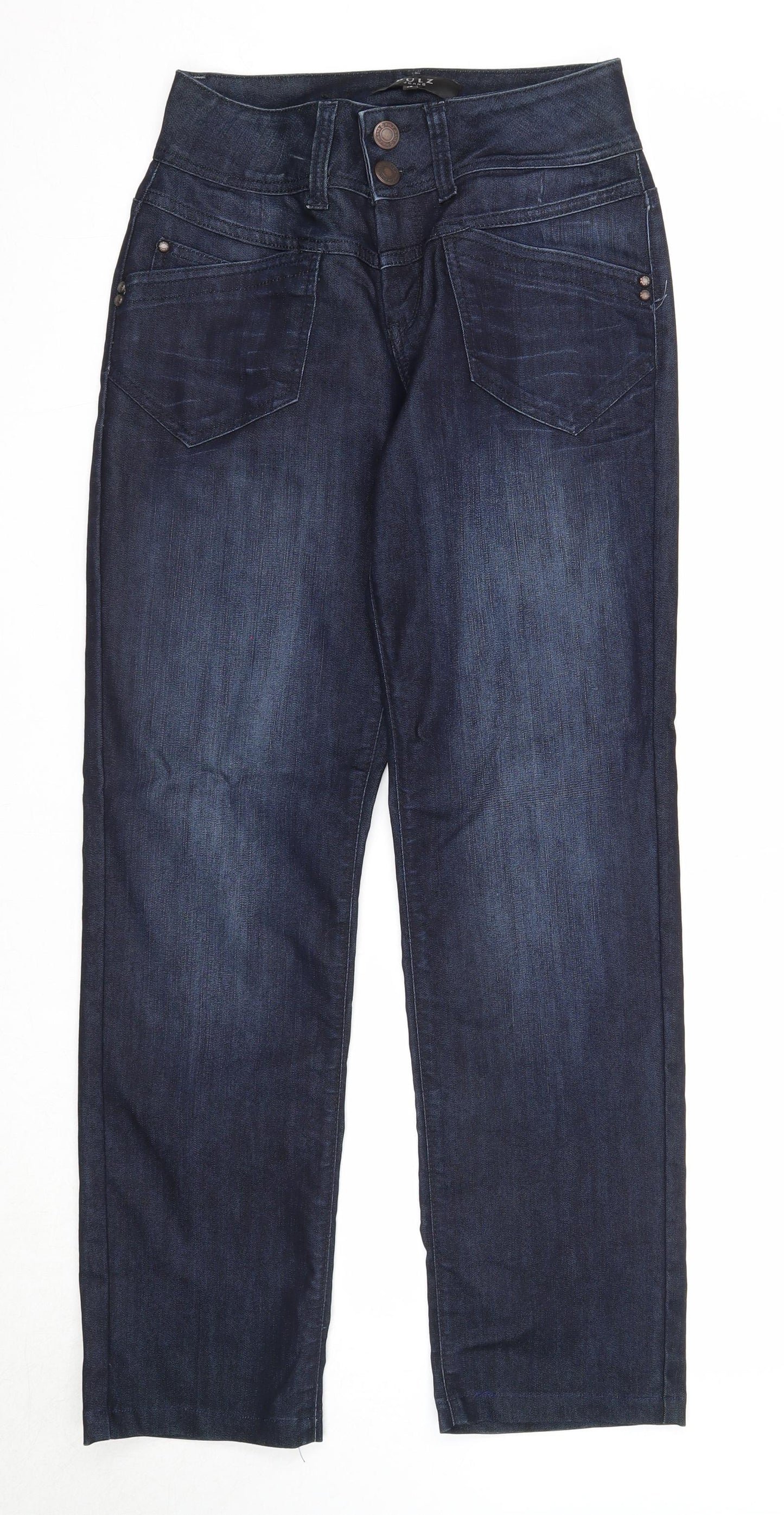 Pulz Jeans Womens Blue Cotton Straight Jeans Size 28 in Regular Zip