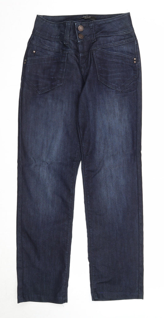 Pulz Jeans Womens Blue Cotton Straight Jeans Size 28 in Regular Zip