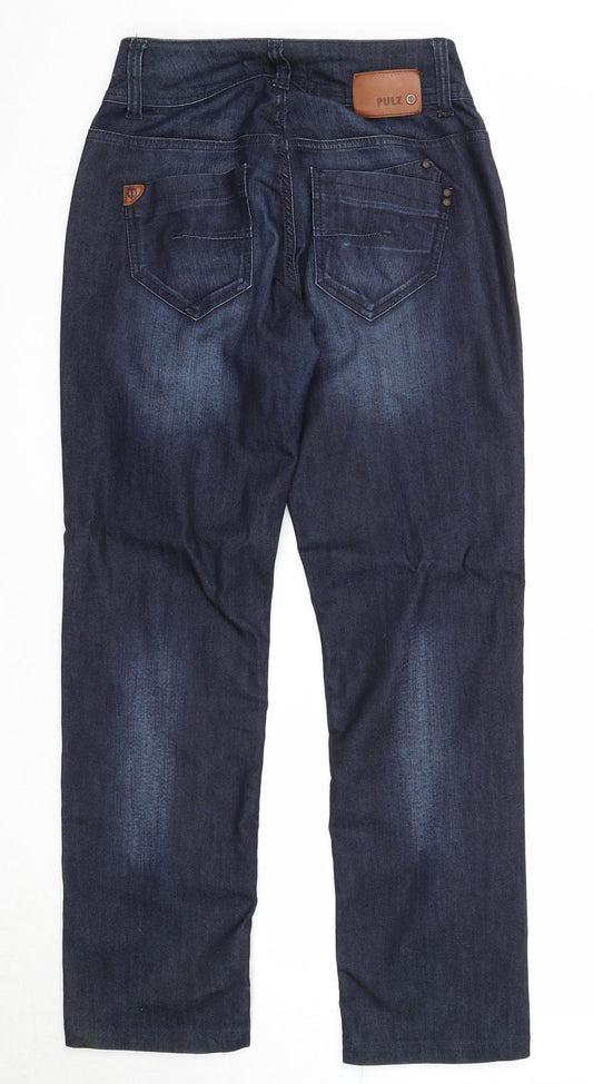 Pulz Jeans Womens Blue Cotton Straight Jeans Size 28 in Regular Zip