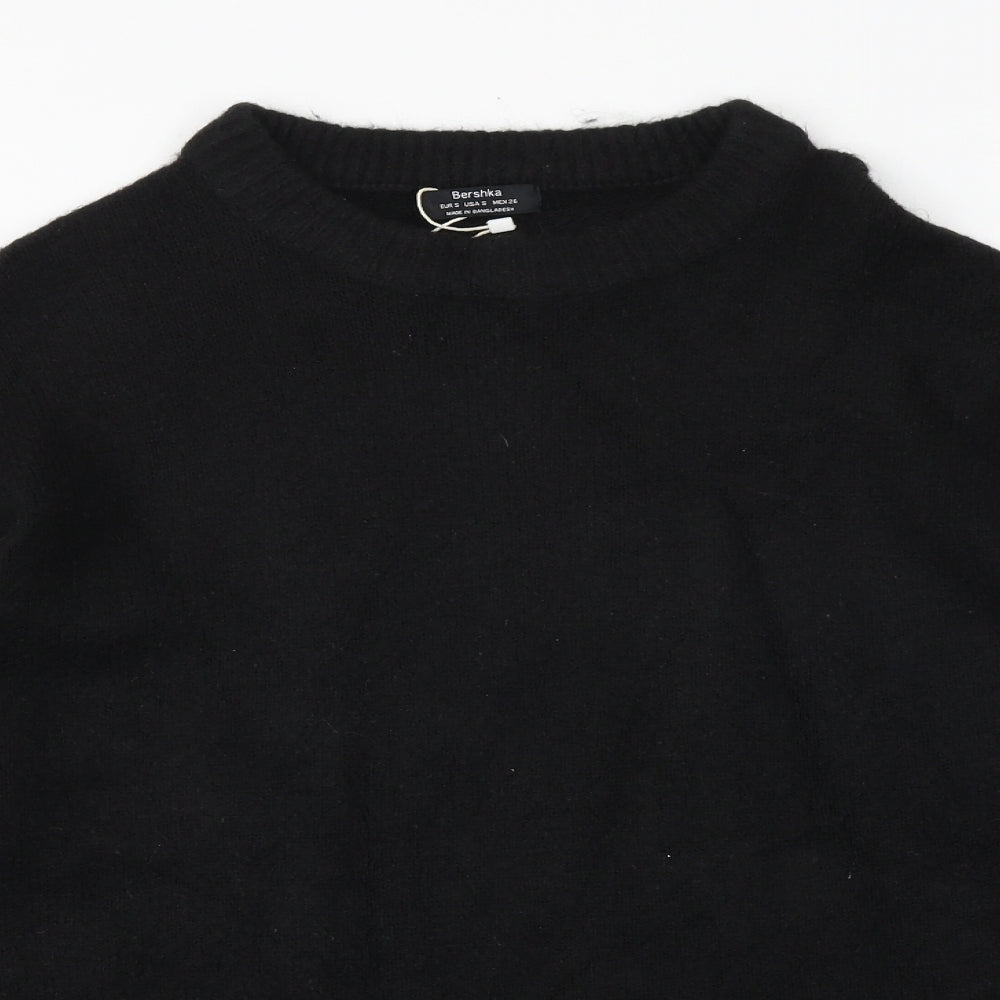Bershka Womens Black Round Neck Polyester Pullover Jumper Size S