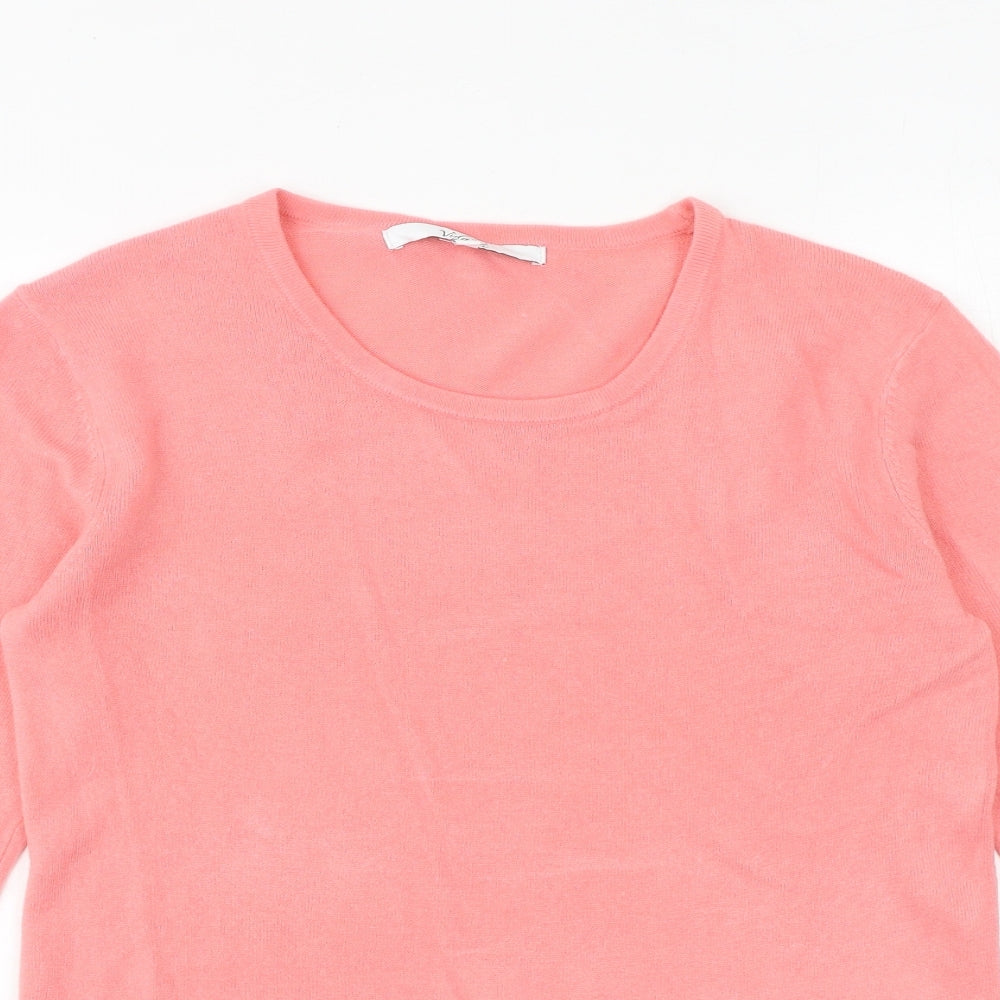 Vida Vi Womens Pink Round Neck Acrylic Pullover Jumper Size M