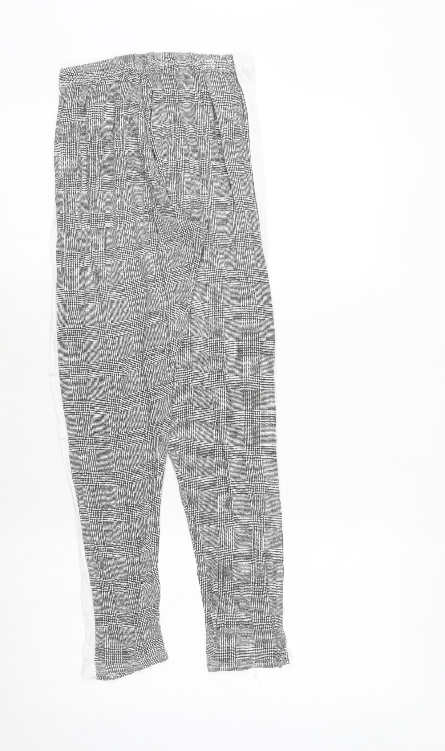 Boohoo Womens Grey Plaid Polyester Jogger Trousers Size 12 Regular - Elastic Waist