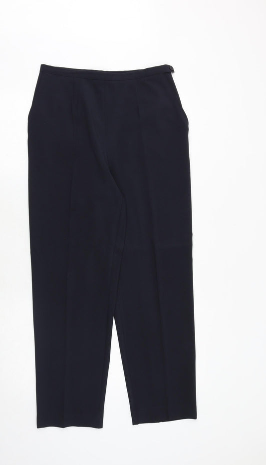 SARAH HAMILTON Womens Blue Polyester Trousers Size 12 Regular Zip