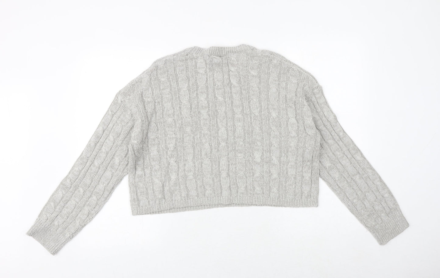 New Look Womens Grey Round Neck Acrylic Pullover Jumper Size L