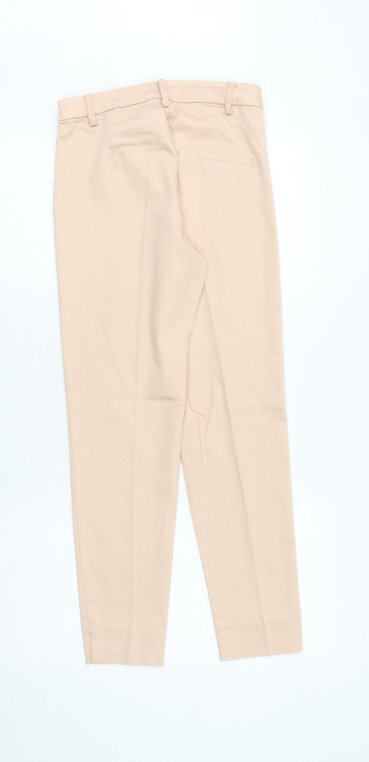 H&M Womens Pink Viscose Chino Trousers Size 8 Regular Zip