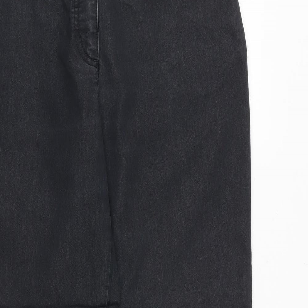 Marks and Spencer Womens Black Cotton Straight Jeans Size 10 Regular Button