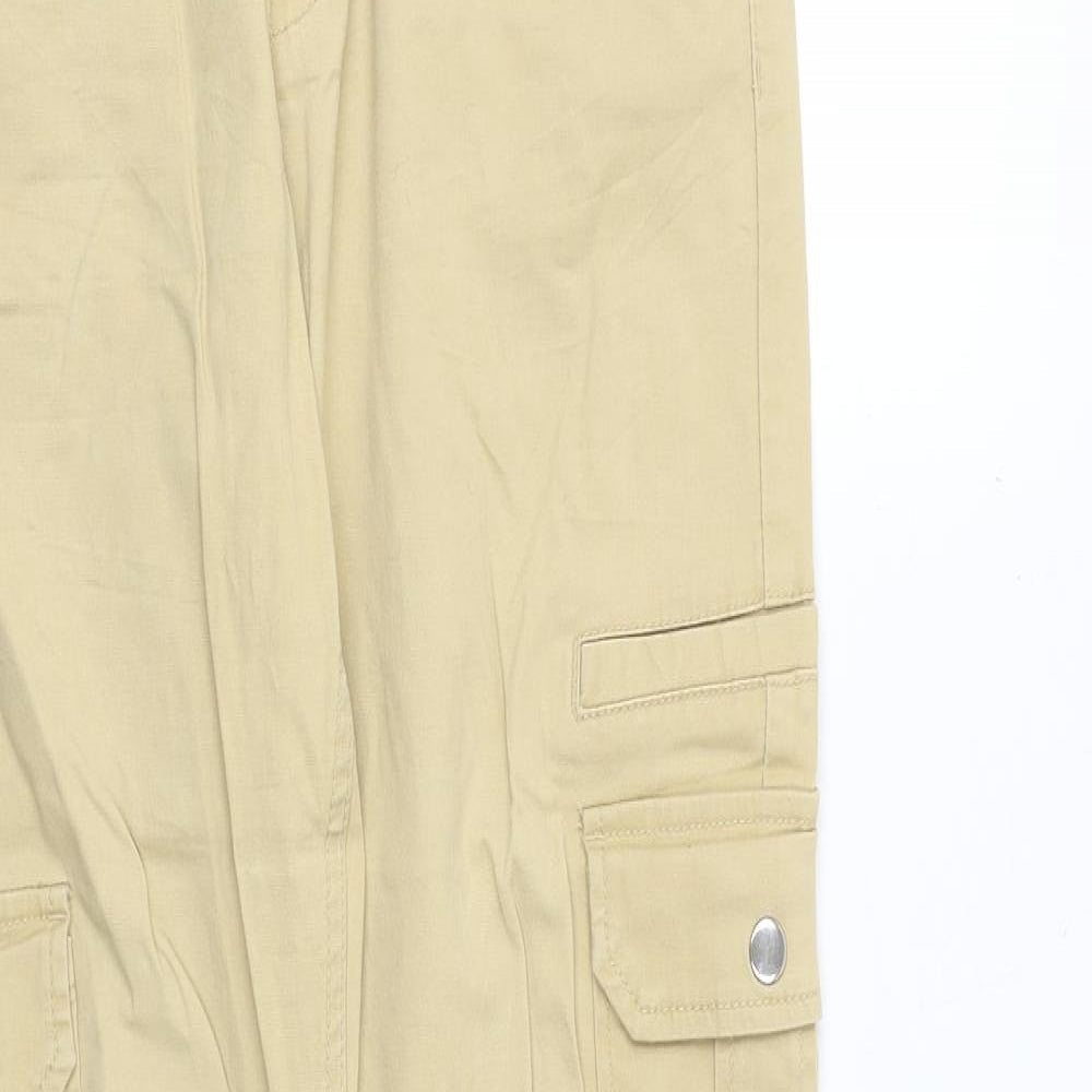 Cropp Womens Beige Polyester Cargo Trousers Size L Regular Zip