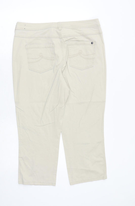 Cecil Womens Beige Polyester Cropped Trousers Size 34 in Regular Zip