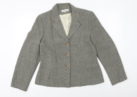 Husen Moda Womens Brown Geometric Jacket Blazer Size 14 Button