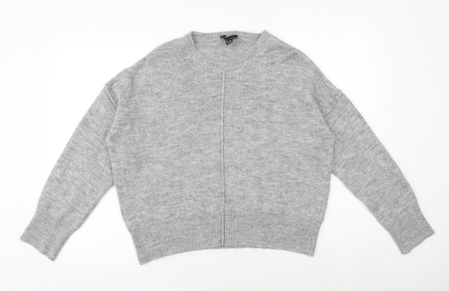 New Look Womens Grey Round Neck Acrylic Pullover Jumper Size M