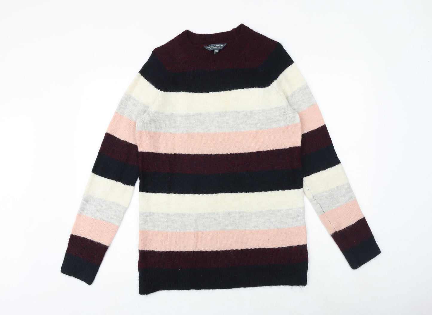 Dorothy Perkins Womens Multicoloured Round Neck Striped Polyester Pullover Jumper Size 10
