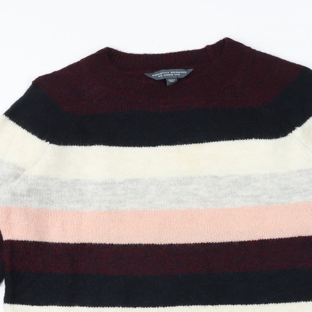 Dorothy Perkins Womens Multicoloured Round Neck Striped Polyester Pullover Jumper Size 10