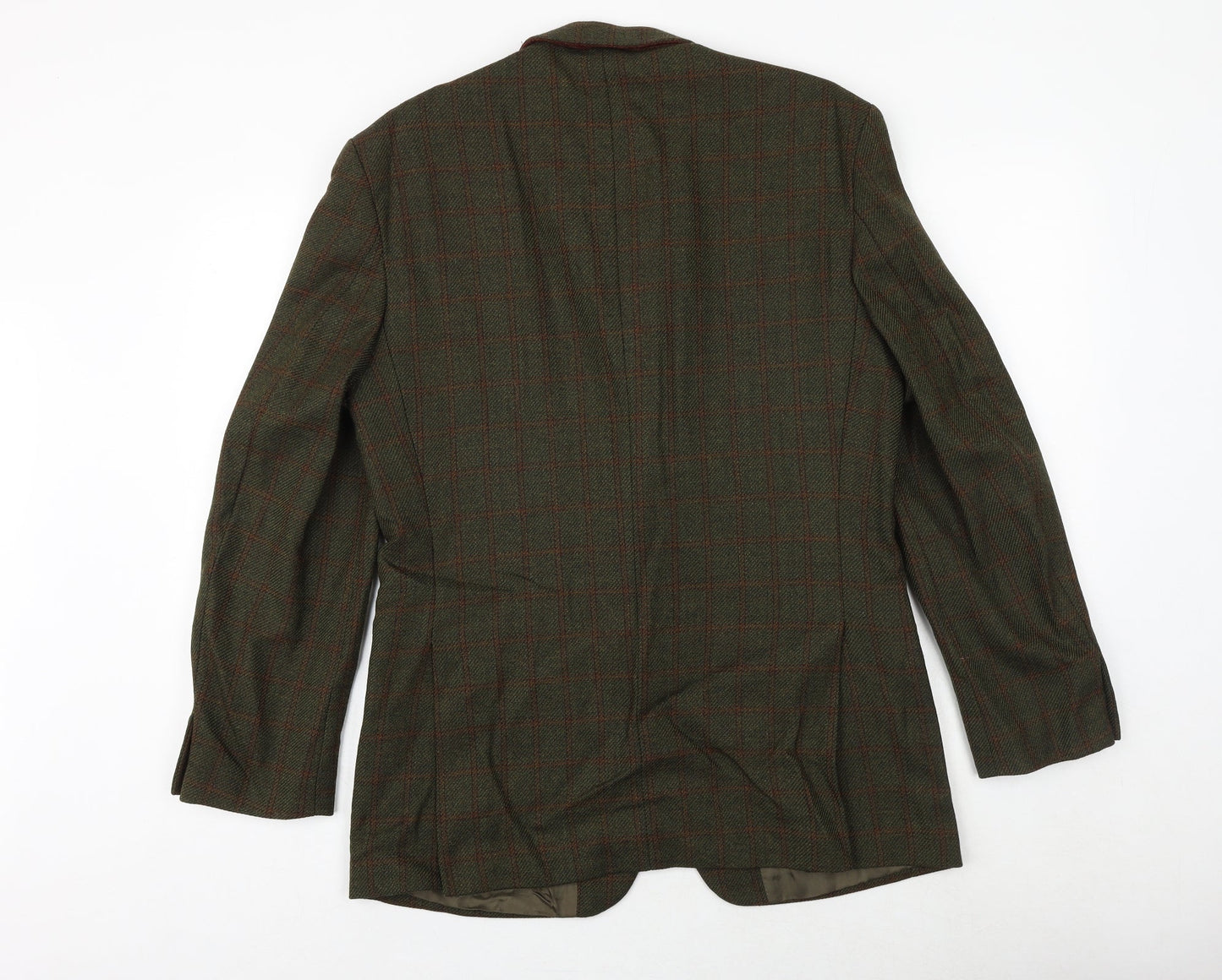 SCOTT Mens Green Check Wool Jacket Blazer Size 38 Regular
