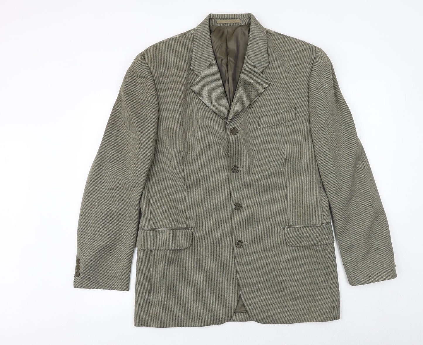 REMUS Mens Brown Striped Polyester Jacket Suit Jacket Size 38 Regular