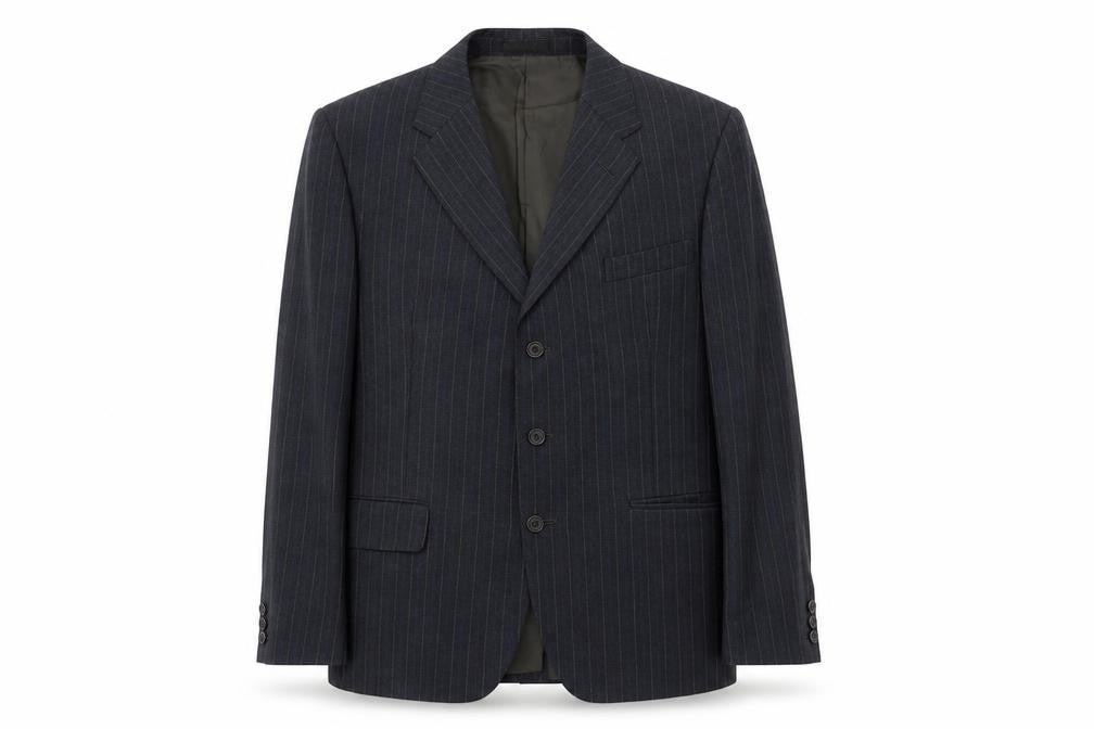 Sackville Mens Blue Striped Polyester Jacket Suit Jacket Size 40 Regular