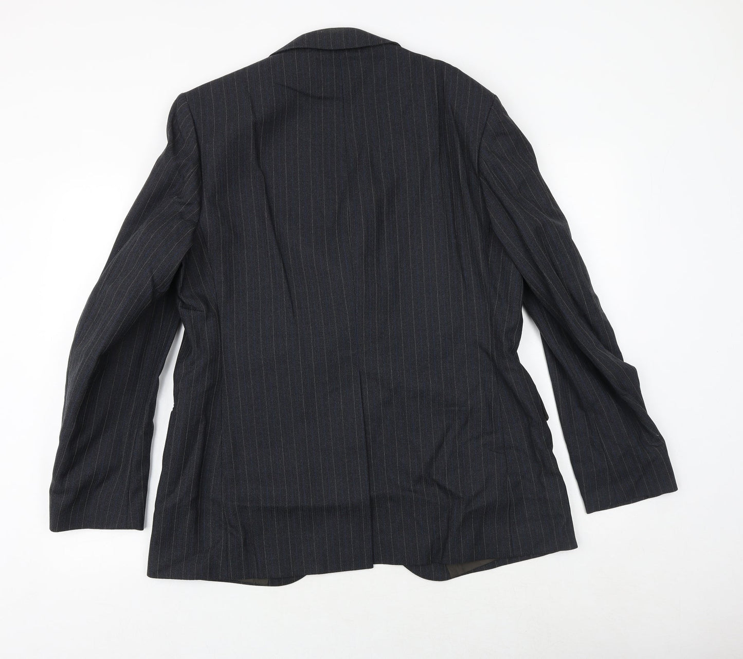 Sackville Mens Blue Striped Polyester Jacket Suit Jacket Size 40 Regular