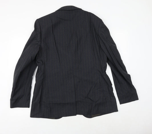 Sackville Mens Blue Striped Polyester Jacket Suit Jacket Size 40 Regular
