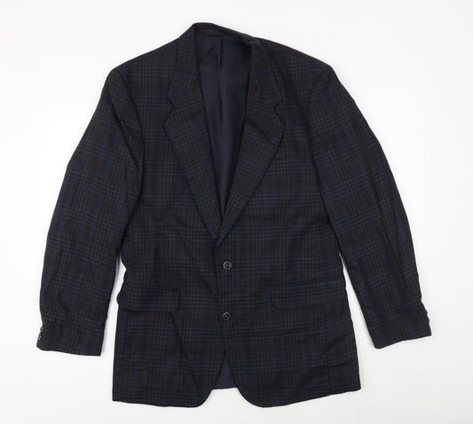 Kaleva Classic Mens Blue Plaid Polyester Jacket Suit Jacket Size 40 Regular