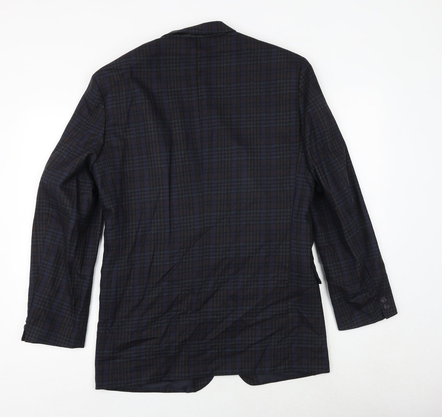 Kaleva Classic Mens Blue Plaid Polyester Jacket Suit Jacket Size 40 Regular