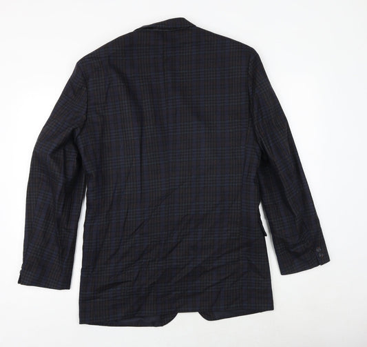 Kaleva Classic Mens Blue Plaid Polyester Jacket Suit Jacket Size 40 Regular