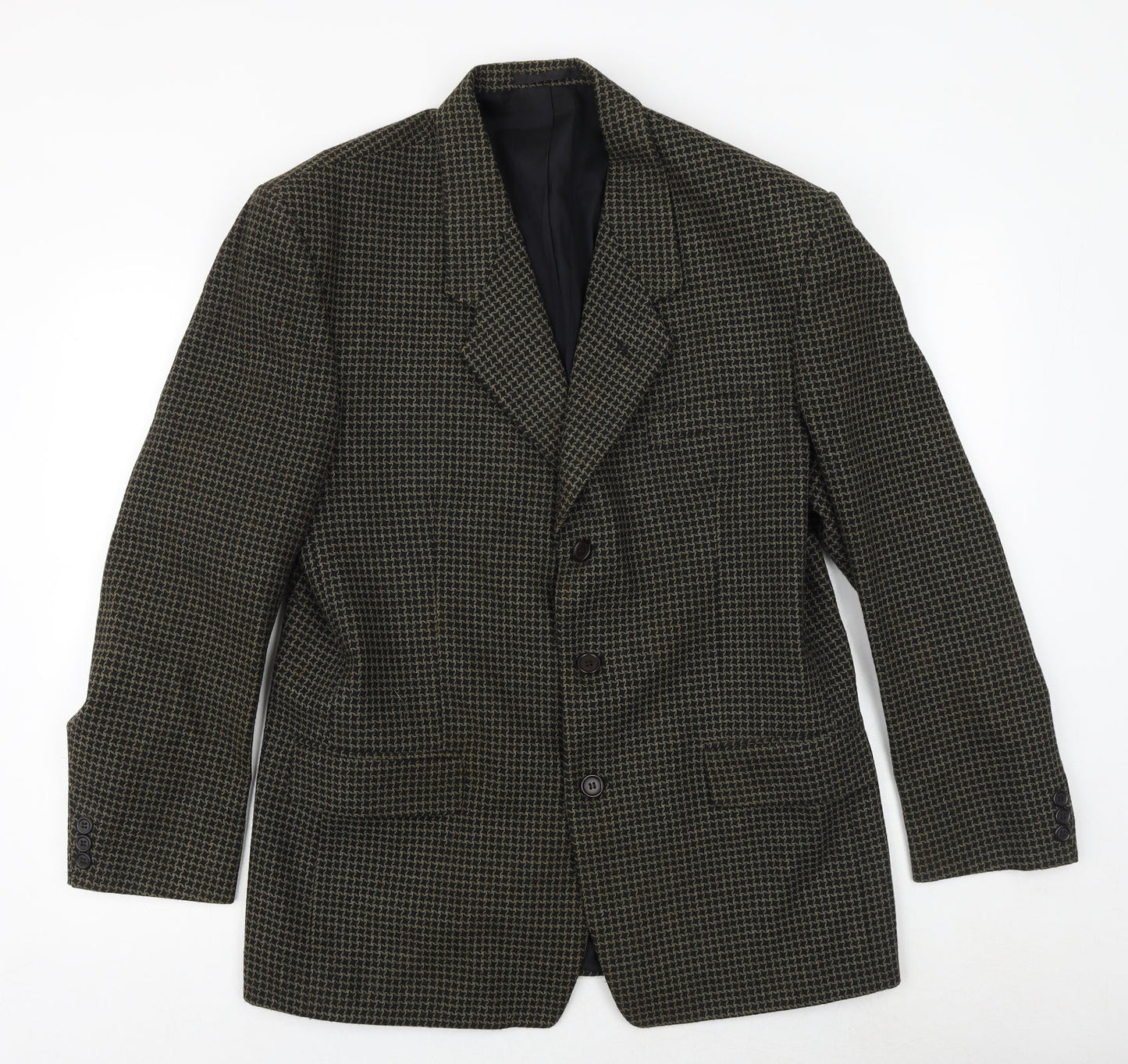 Fosters Mens Blue Geometric Wool Jacket Blazer Size 40 Regular