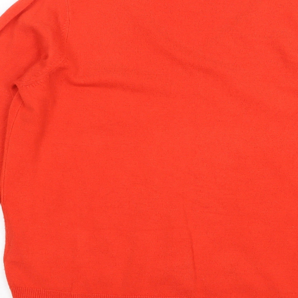 Marks and Spencer Womens Red V-Neck Acrylic Pullover Jumper Size 14