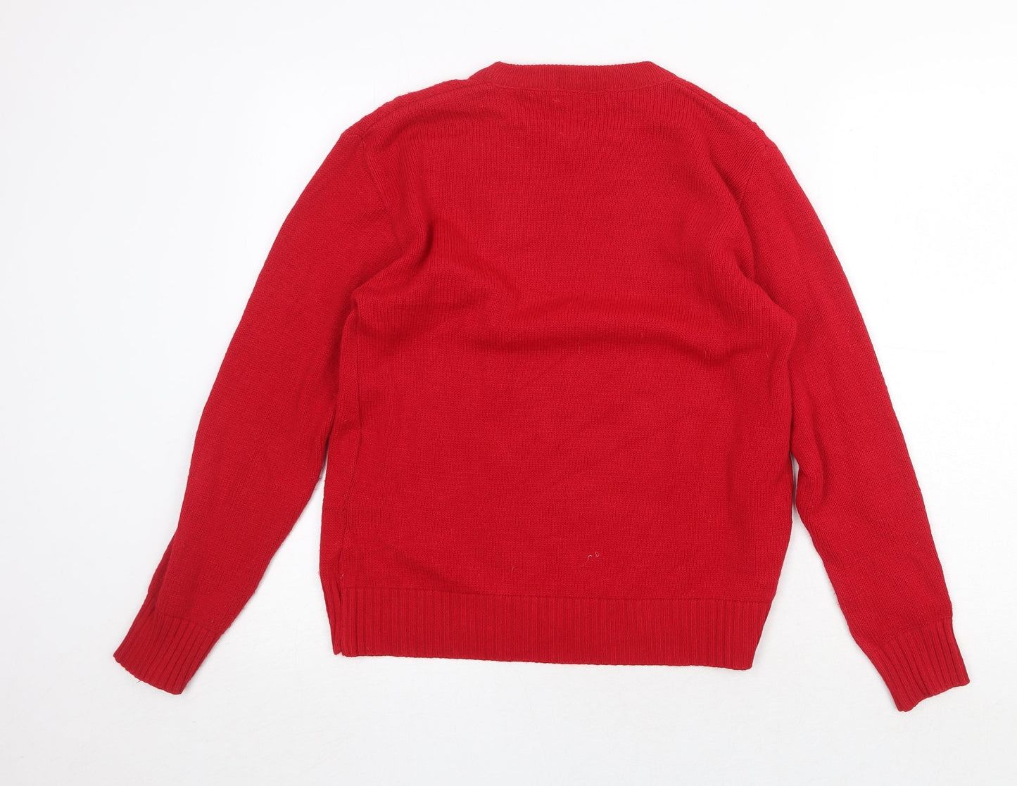 Impressions Womens Red Round Neck Acrylic Pullover Jumper Size S - Size S/M