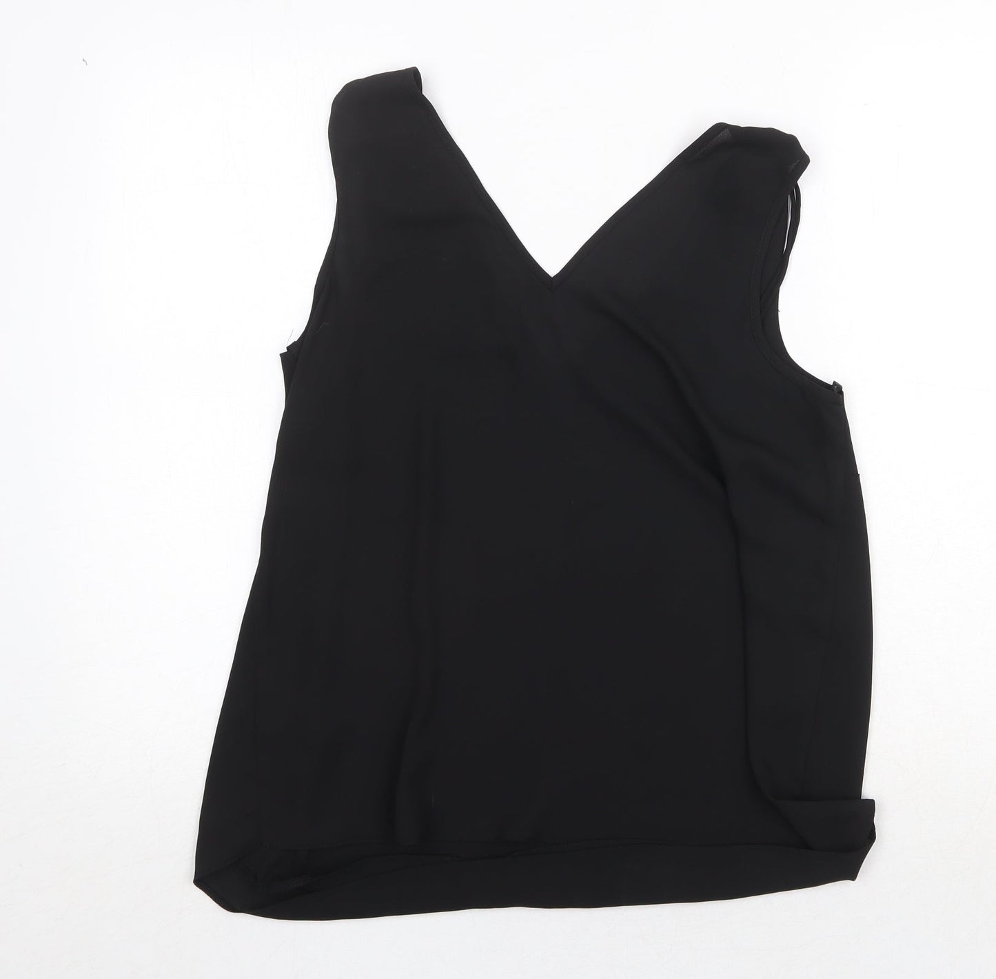 Dorothy Perkins Womens Black Polyester Basic Tank Size 12 V-Neck