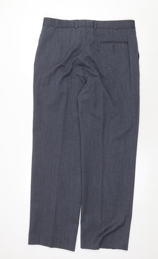 Chatsworth Mens Blue Wool Dress Pants Trousers Size 36 in Regular Zip
