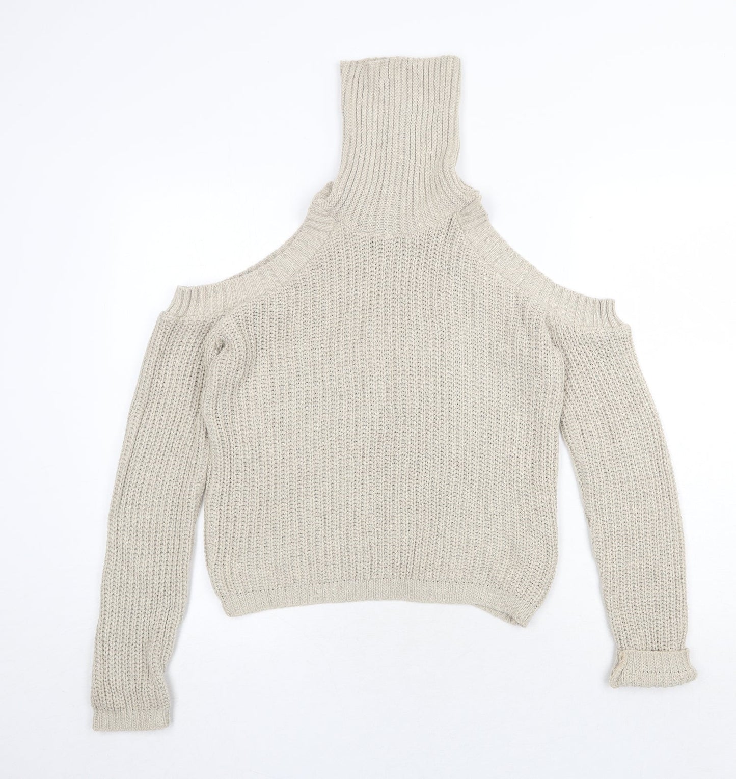 Missguided Womens Beige High Neck Acrylic Pullover Jumper Size S Pullover