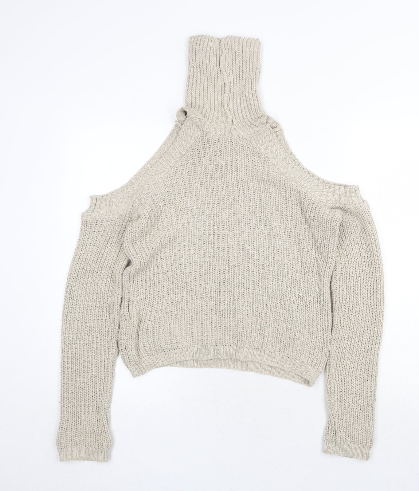 Missguided Womens Beige High Neck Acrylic Pullover Jumper Size S Pullover