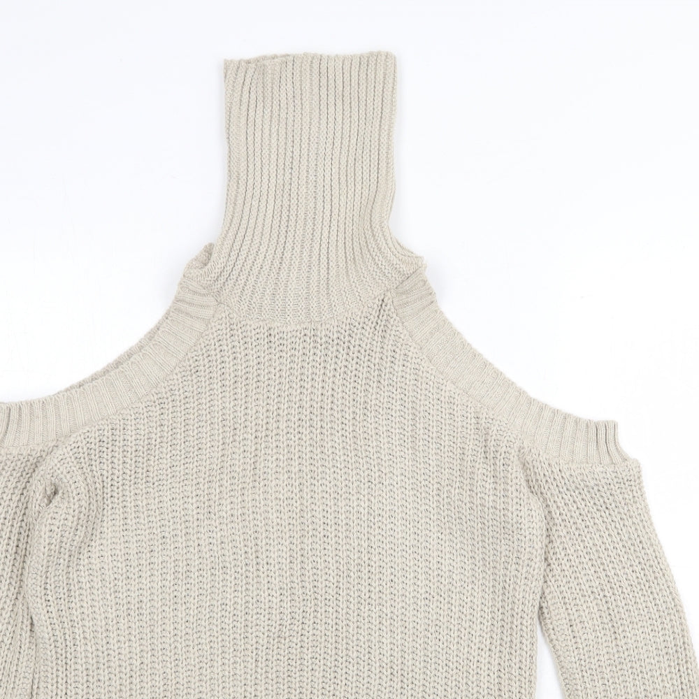 Missguided Womens Beige High Neck Acrylic Pullover Jumper Size S Pullover