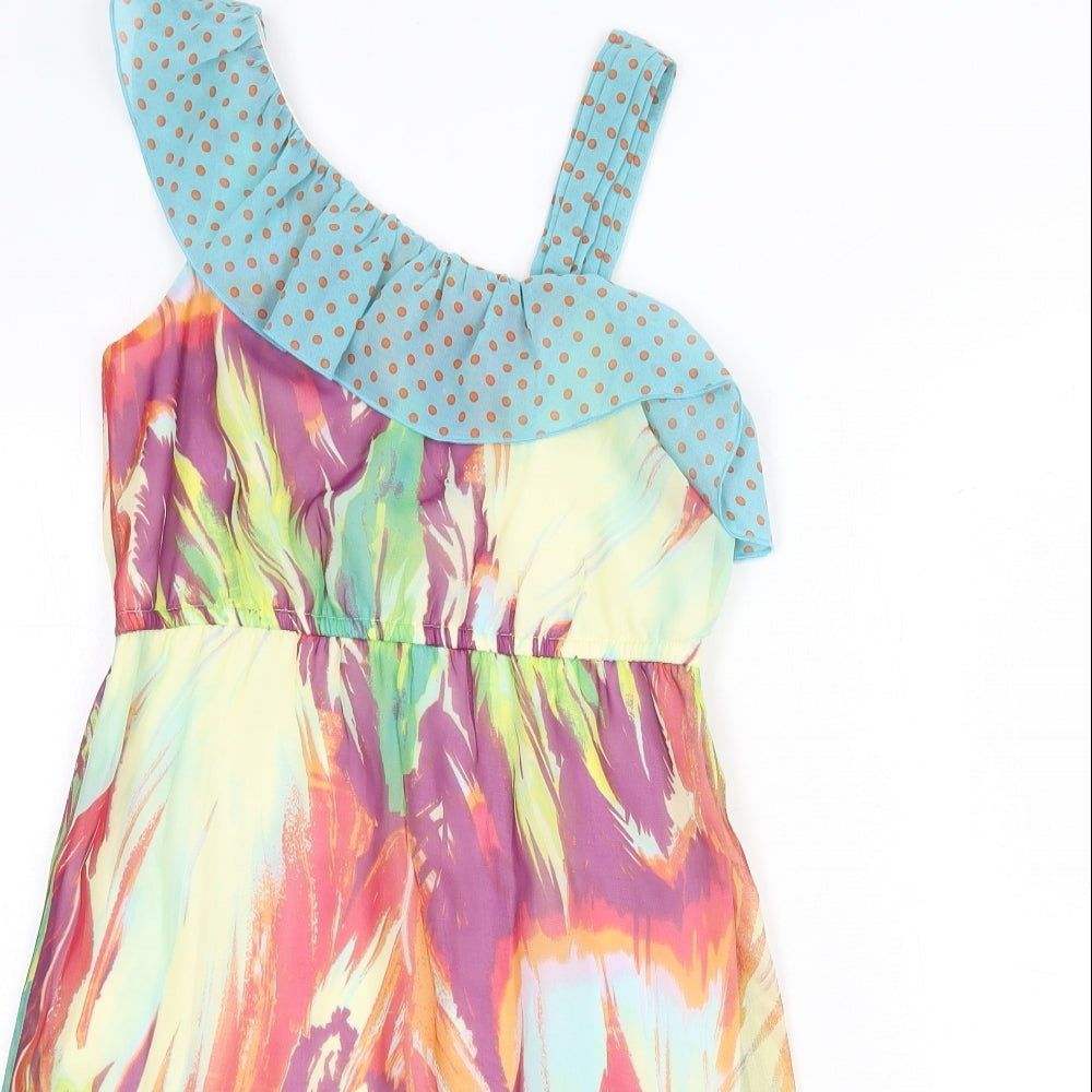 Hype Womens Multicoloured Geometric Polyester Fit & Flare Size 10 V-Neck Pullover