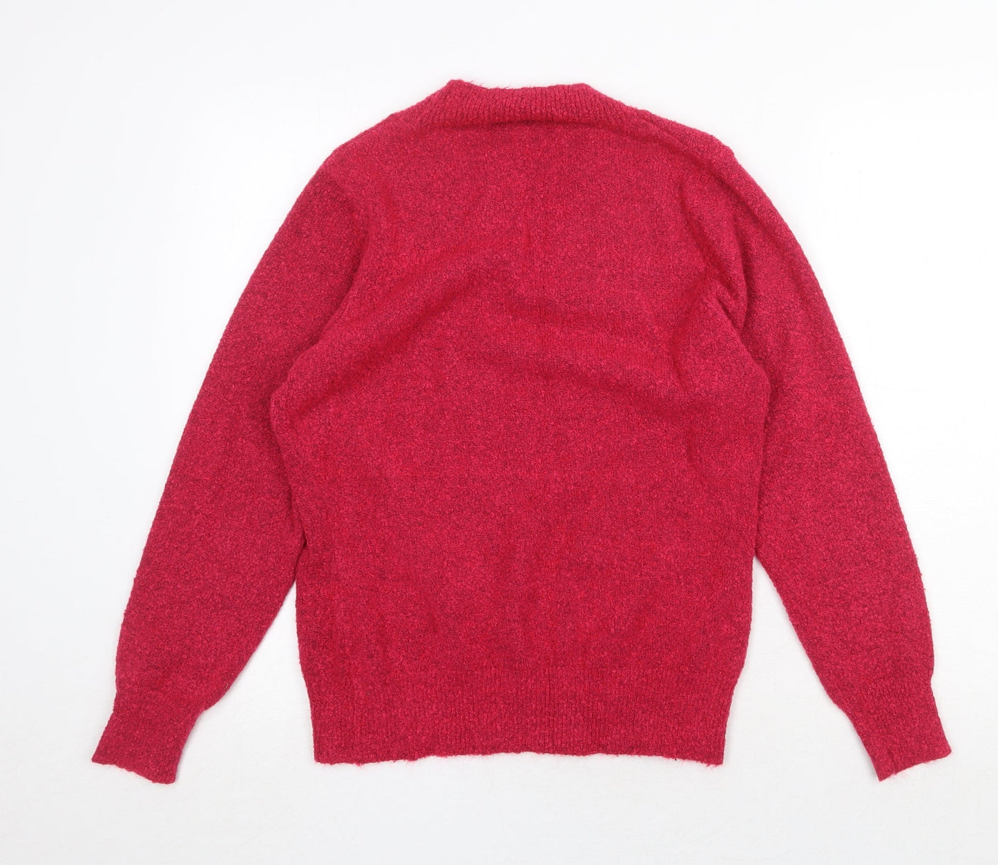 Kim & Cami Womens Pink V-Neck Acrylic Pullover Jumper Size 2XL