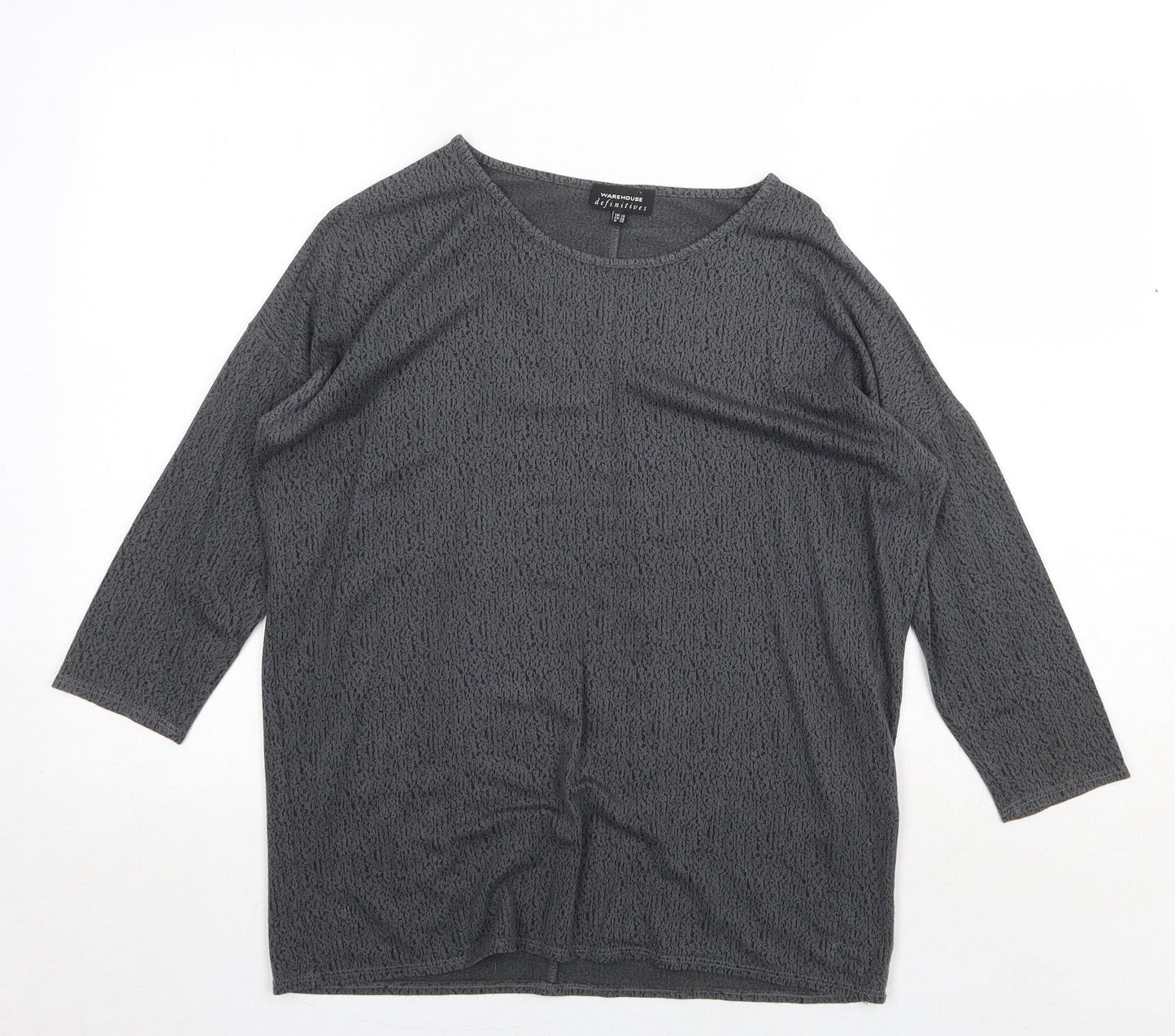 Warehouse Womens Grey Viscose Basic T-Shirt Size 10 Round Neck