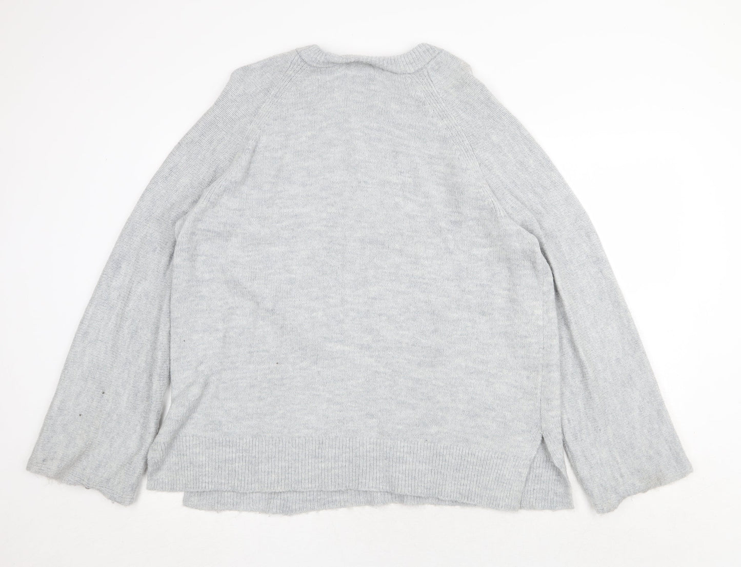 H&M Womens Grey Round Neck Acrylic Pullover Jumper Size L