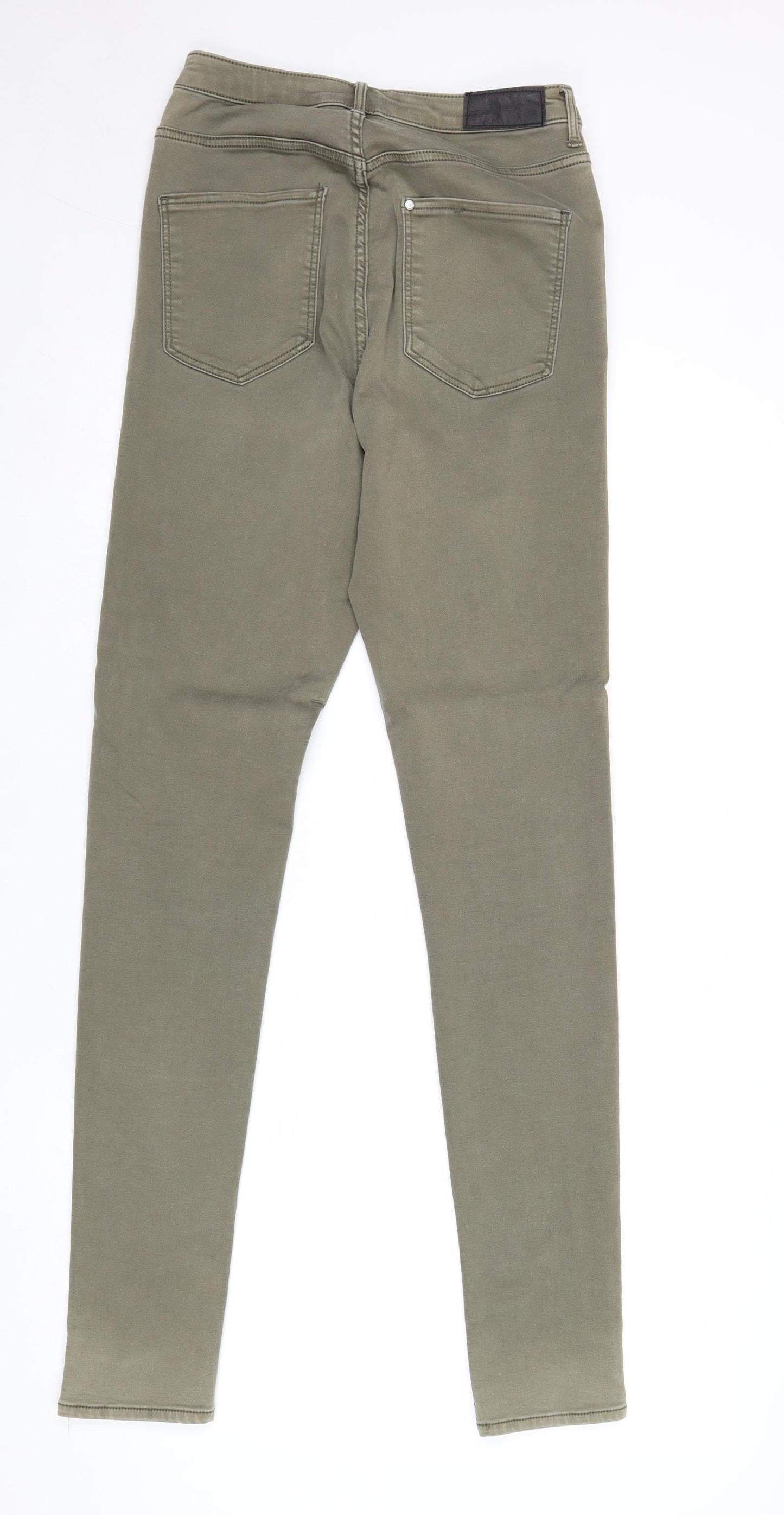 H&M Womens Green Cotton Skinny Jeans Size 28 in Regular Zip