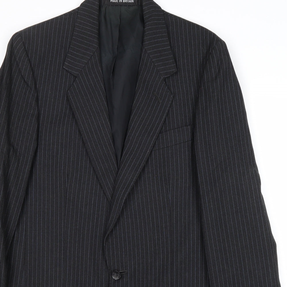 Dunn & Co Mens Grey Striped Wool Jacket Suit Jacket Size 38 Regular